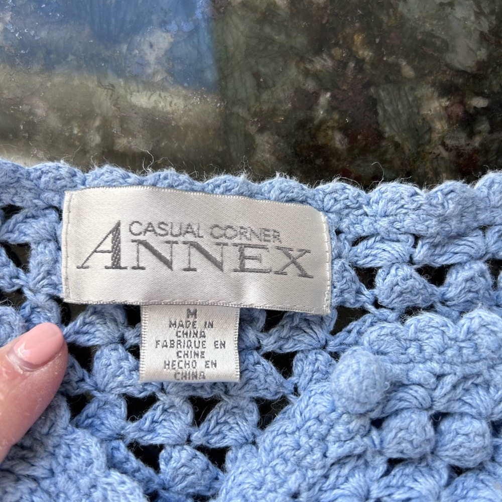 Vintage Casual Corner Baby Blue Crocheted. Coastal. Cottagecore. Y2K.  Festival - Picture 8 of 16